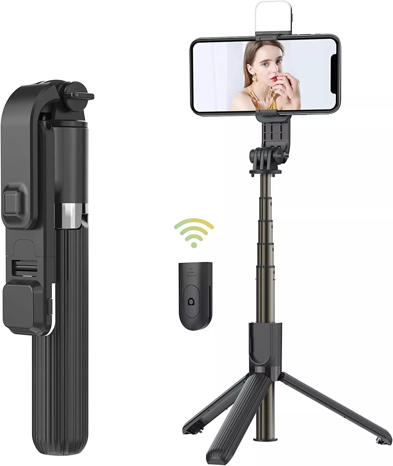 Selfie Stick Bluetooth mit Licht 4 in 1 für Smartphone Stativ Teleskop Stange